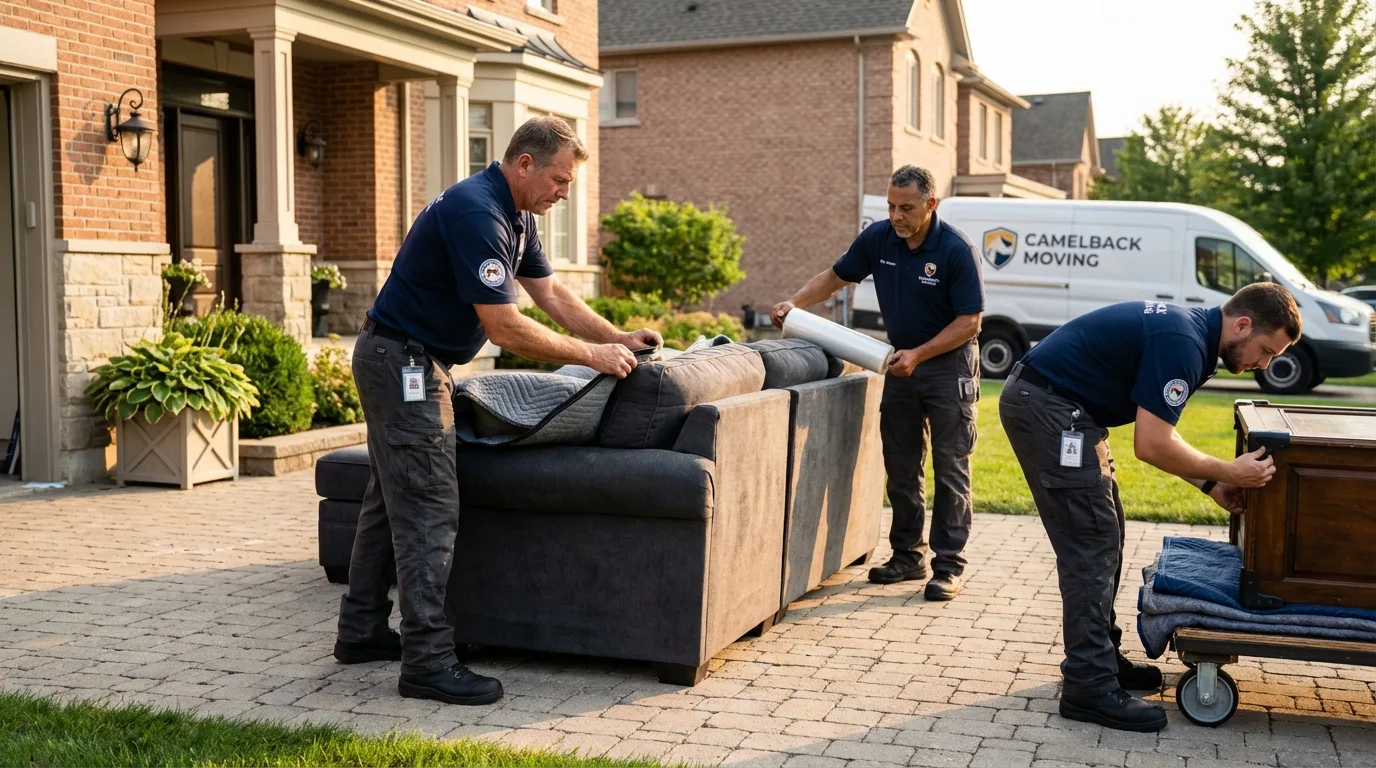 Large estate moving crew wrapping furniture in Somerville, NJ